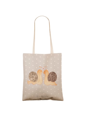 Mr. & Mrs. Panda Tasche Schnecken Liebe ohne Spruch in Grau Pastell