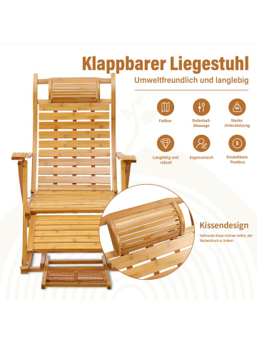 Home Nature Wohnkonzept Klappliegestühle aus Bambus mit Polster in Natur 96x53x95.5 cm