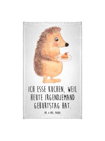 Mr. & Mrs. Panda Gästehandtuch Igel Kuchenstück mit Spruch in Weiß
