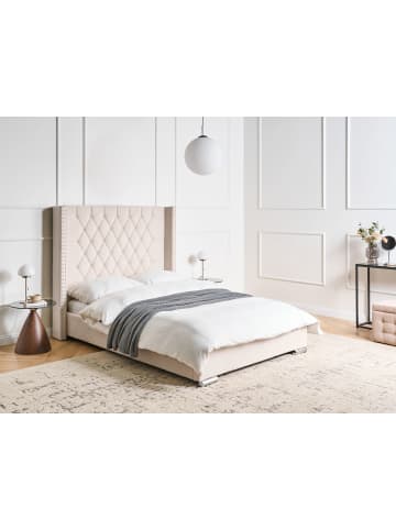 Beliani Doppelbett LUBBON in Weiß/Silber - (W) 152 x (H) 142 x (L) 215 cm