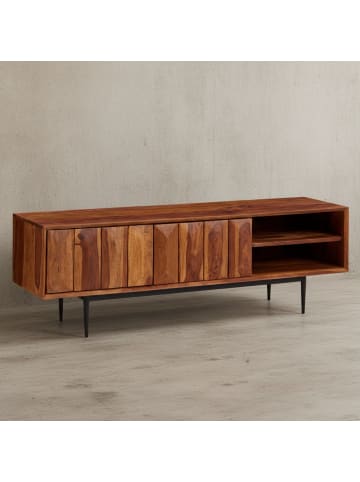 KADIMA DESIGN Lowboard Massivholz 123x42x35 cm TV-Kommode mit zwei Türen,