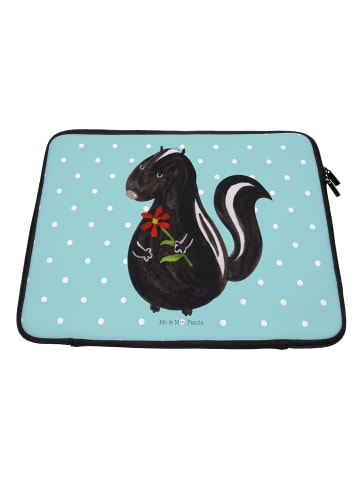 Mr. & Mrs. Panda Laptop Tasche Stinktier Blume ohne Spruch in Türkis Pastell