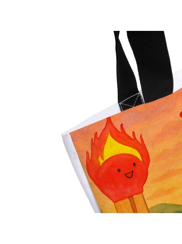 Mr. & Mrs. Panda Tote Bag Streichhölzer Design mit Spruch in Weiß