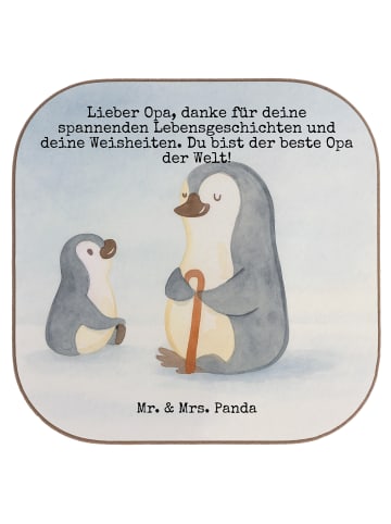 Mr. & Mrs. Panda Bierdeckel Pinguin Opa Enkel Design mit Spruch in Weiß