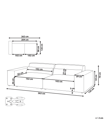 Beliani 3-tlg 2-Sitzer Sofa HELLNAR in Weiß