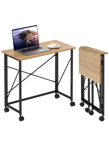 HOMCOM klappbarer Schreibtisch-80L x 40B x 75H cm-Eiche