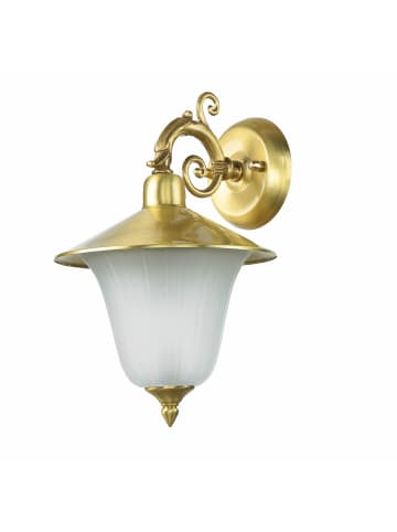 Licht-Erlebnisse Außen Wandlampe (B)20 x (H)30 cm in Messing Weiß