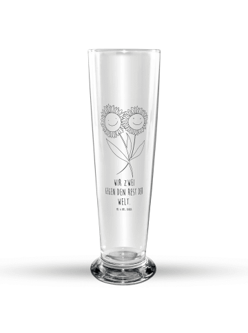 Mr. & Mrs. Panda Bierglas Blume Sonnenblume mit Spruch in Transparent