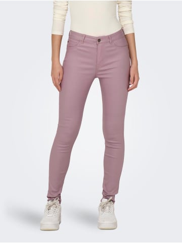 JACQUELINE de YONG Skinny Jeans Leder Optik High Waist Stretch Coated Denim Pants in Rosa