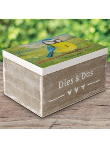 Mr. & Mrs. Panda Truhe Vogel Blaumeise Design ohne Spruch in Weiß