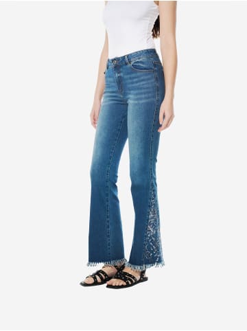 KOROSHI Denim flared bestickte jeans in blau