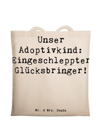 Mr. & Mrs. Panda Tragetasche Adoptivkind Glücksbringer mit Spruch in Creme