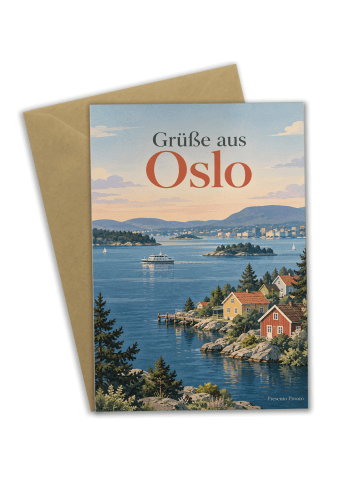 Grußkarte Fjord nordisch Design mit Spruch in Weiß