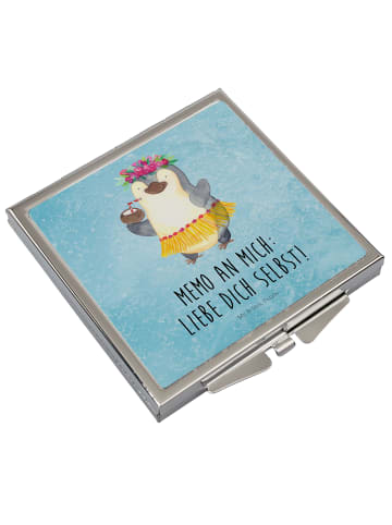 Mr. & Mrs. Panda Schminkspiegel Pinguin Kokosnuss mit Spruch in Eisblau