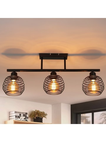 ZMH Deckenleuchte 3-flammige E27 in schwarz Metall Vintage Wohnzimmerlampe
