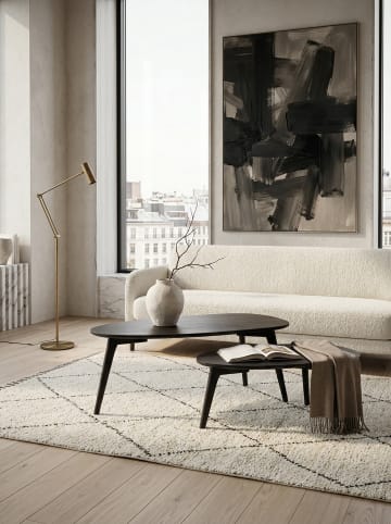 KADIMA DESIGN Retro-Couchtische aus Massivholz, 2er Set, Nierenform, handgefertigt in Schwarz