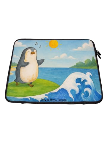 Mr. & Mrs. Panda Laptop Tasche Pinguin Surfer Design ohne Spruch in Weiß