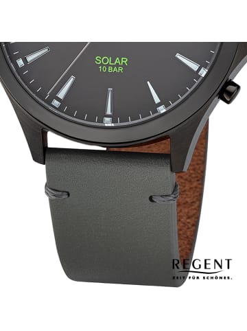 Regent Analog-Solaruhr Regent Lederarmband grau groß (ca. 41mm)