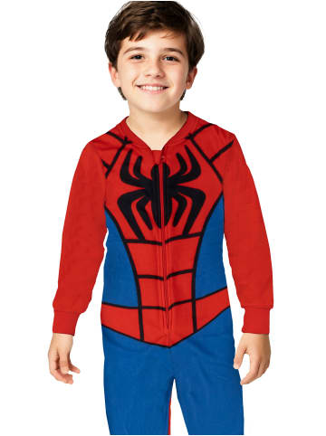 Spiderman Marvel Spiderman Jumpsuit Overall Pyjama Schlafanzug langarm in blau/rot