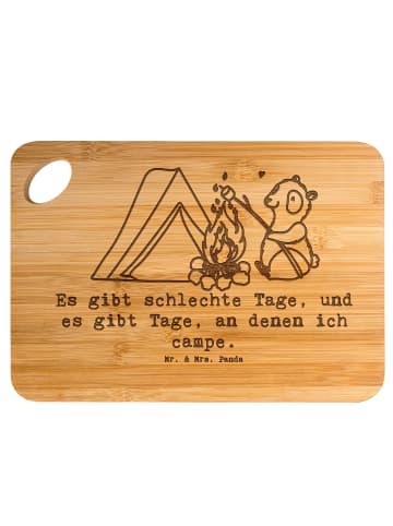 Mr. & Mrs. Panda Frühstücksbrett Panda Campen mit Spruch in Braun