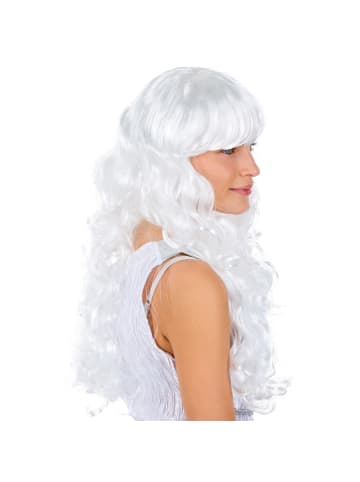 tectake Wunderschöne, gelockte, lange Haare, weiß