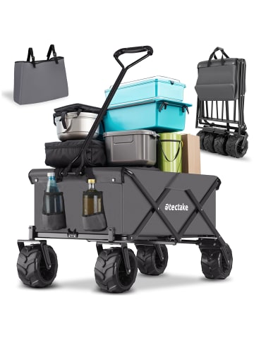 tectake Faltbarer Handwagen mit breiten Reifen Belastbarkeit 80kg