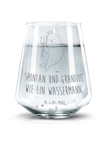 Mr. & Mrs. Panda Trinkglas Sternzeichen Wassermann mit Spruch in Transparent