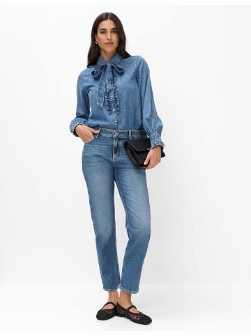 BRAX  Denim-Hemdbluse mit Schluppe und Rüschen in Denim Blue