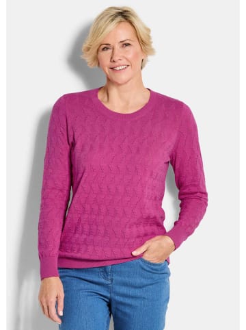 GOLDNER Strickpullover Baumwollpullover mit Zick-Zack-Muster in beere
