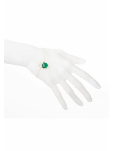 Gemshine Armband Onyx und Blatt in rose gold coloured