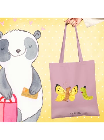 Mr. & Mrs. Panda Tote Bag Raupe Schmetterling ohne Spruch in Rosa Pastell