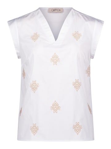 CARTOON Tunika-Bluse mit Stickerei in White/Camel