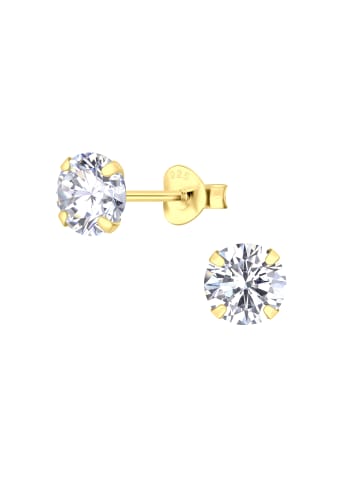 Alexander York Ohrstecker ROUND ZIRCONIA 6 mm in Gold aus 925 Sterling Silber, 2-tlg.