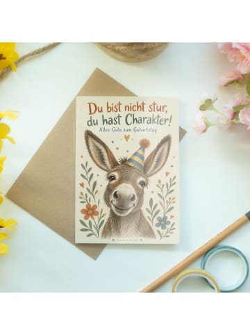 Mr. & Mrs. Panda Geburtstagskarte Esel humorvoll Design mit Spruch in Weiß