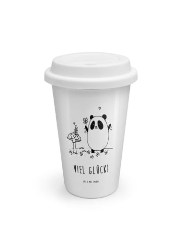 Mr. & Mrs. Panda To Go Becher Panda Glück mit Spruch in Weiß