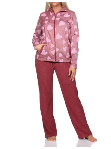 NORMANN langarm Hausanzug Homewear Herz - 82202 in beere