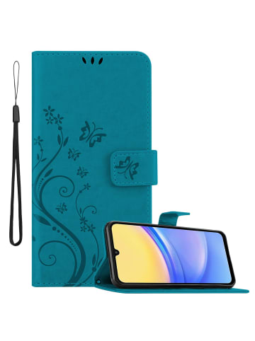 cadorabo Hülle für Samsung Galaxy A16 Blumen Design in Floral Blau