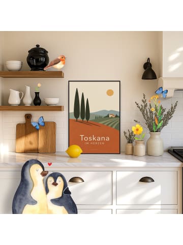 Mr. & Mrs. Panda Poster Landschaft minimalistisch Design mit Spruch in Weiß