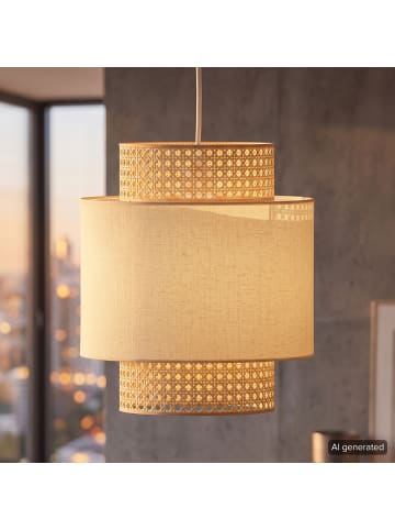 home24 Pendelleuchte KOLEK in Beige / Weiß