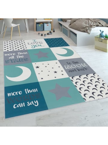 KADIMA DESIGN Kinderteppich Patchwork Kinderzimmer schmutzabweisend in Türkis