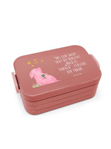Mr. & Mrs. Panda Bentobox Schwein Glück Motiv mit Spruch in Rot Pastell