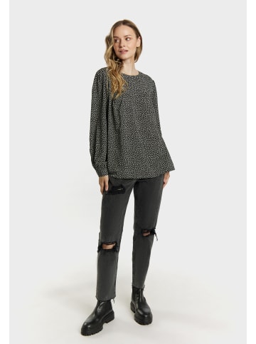 DreiMaster Damen Langarmbluse in Schwarz Beige