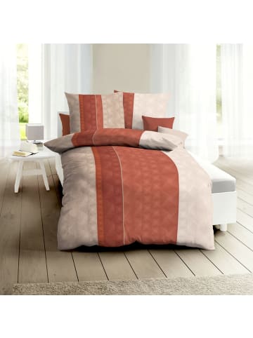 kaeppel 3 tlg. Mako Satin Bettwäsche 200x200cm Fenway Ziegel in Beige