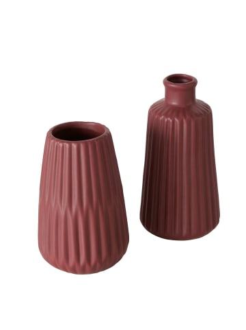 Boltze Vase Esko 2er-Set in dunkelrot