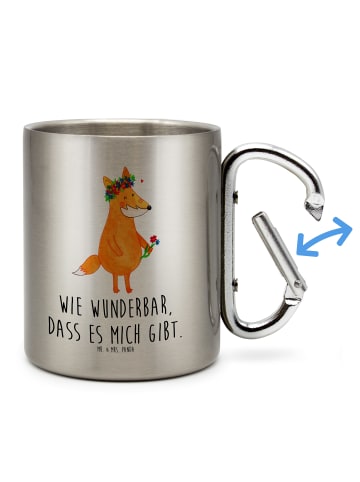 Mr. & Mrs. Panda Tasse Fuchs Blumen mit Spruch in Silber