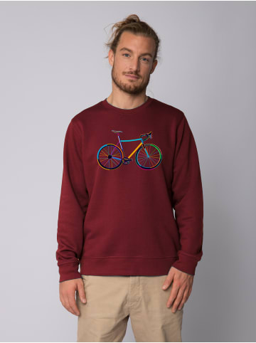 wat? Apparel Sweatshirt Fahrrad by night in Weinrot
