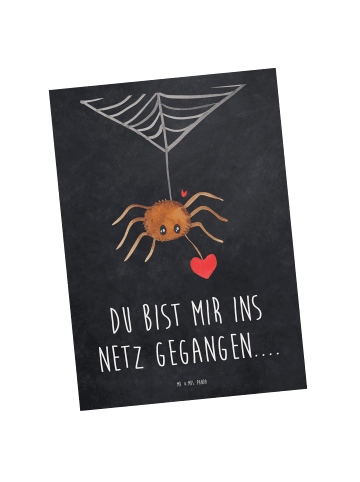 Mr. & Mrs. Panda Postkarte Spinne Agathe Liebe mit Spruch in Kreidetafel