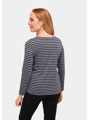 GOLDNER Kurzgröße:  Jerseyshirt mit Streifenmuster in marine / grau