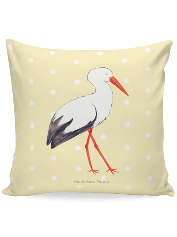 Mr. & Mrs. Panda Kissen 40x40 Storch ohne Spruch in Gelb Pastell