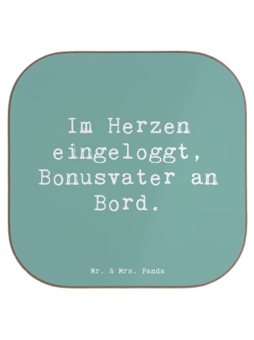 Mr. & Mrs. Panda Holzuntersetzer Spruch Bonusvater Herz mit Spruch in Meeresbrise